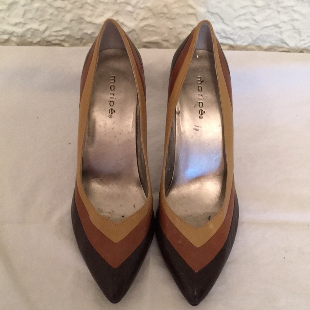 Maripe brown leather heels